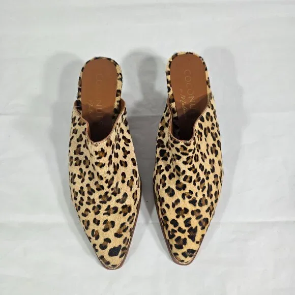 Coconuts by Matisse Animal Print Mules Heels Size 8 Calf Hair Leopard Slip On - Picture 2 of 9